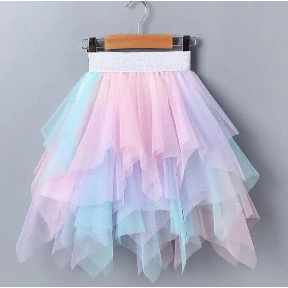 Los Angeles Boutique Half Skirt Girls Tutu Mesh Princess Party Dance Rainbow 4-5